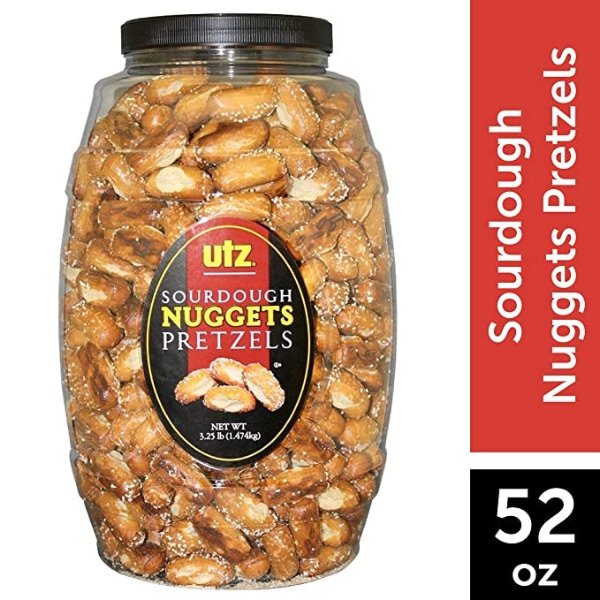 Sourdough Nuggets Pretzels – 52 oz. Barrel – Bite-Size Pretzels with Classic Sourdough Flavor, Perfectly Salted with Zero Cholesterol per Serving