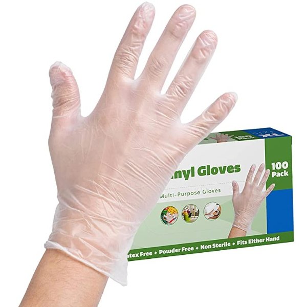 Comfy Package Clear Powder Free Vinyl Disposable Plastic Gloves