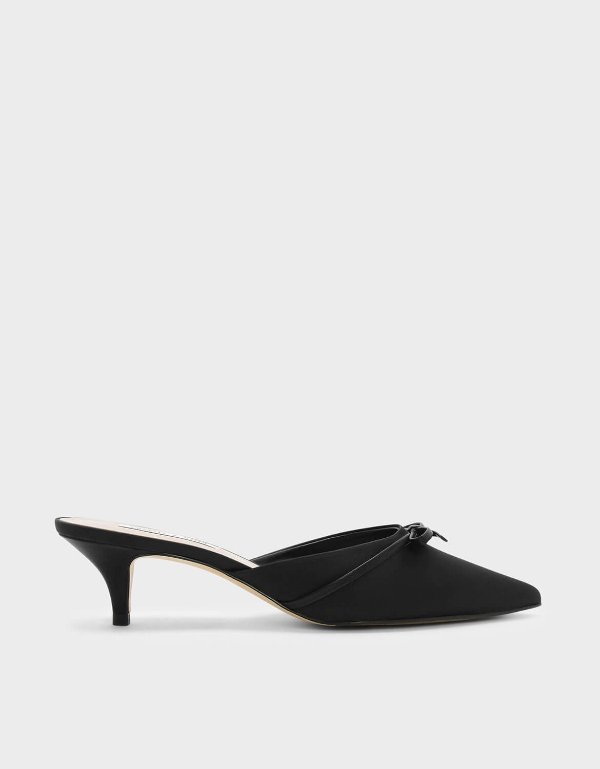 Black Bow Detail Mules | CHARLES & KEITH