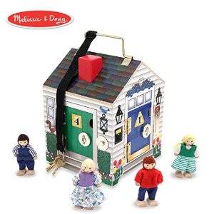 史低价：Melissa & Doug 木质娃娃屋，带4个娃娃，门铃会响哦