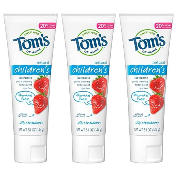 Fluoride-Free Children's Toothpaste, Kids Toothpaste, Natural Toothpaste, Silly Strawberry, 5.1 Ounce, 3-Pack