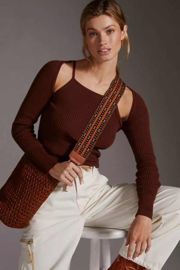 Ribbed Cut-Out Sweater Top