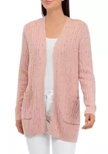 Petite Long Sleeve Cable Cardigan