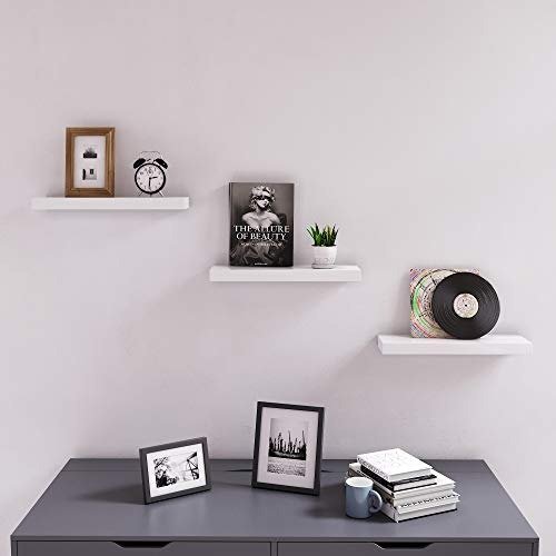 Floating Wall Shelf 15 inch, Easy Install for Decorative Display Corner Invisible Bracket Support, White ULWS14WT