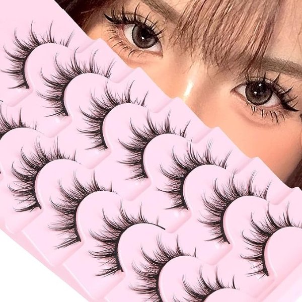 Manga Lashes Natural Look False Eyelashes Anime Lashes Mink Wispy Fluffy Spiky 3D Volume Eyelashes Pack Korean Japanese Asian Cosplay Fake Eyelashes Look Like Individual Cluster 7 Pairs by EYDEVRO