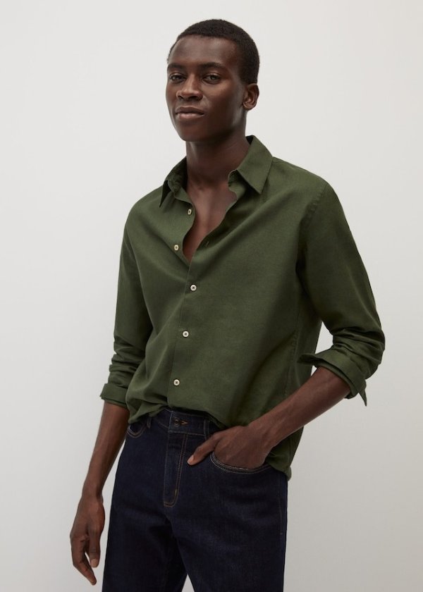 Hemp cotton slim fit shirt - Men | Mango Man USA