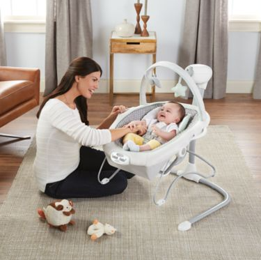 2合1婴儿电动摇篮，下方摇篮椅可拆卸单独使用
