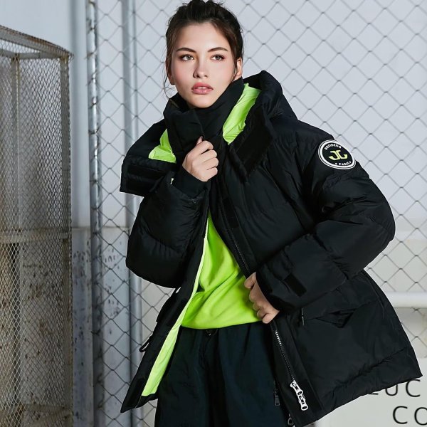 Women's Winter Down Jacket Removable Hood, Waisted Puffer Down Jacket Workwear Thickened Coat.