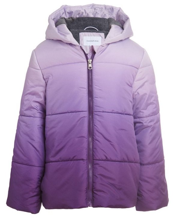 Big Girls Quilted Ombre Hooded Jacket