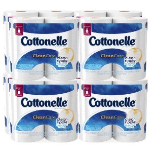 Cottonelle Clean Care Toilet Paper, Double Roll, 4 Count (Pack of 8)
