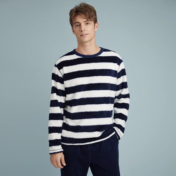 Men's Polar Fleece Striped Pajama
