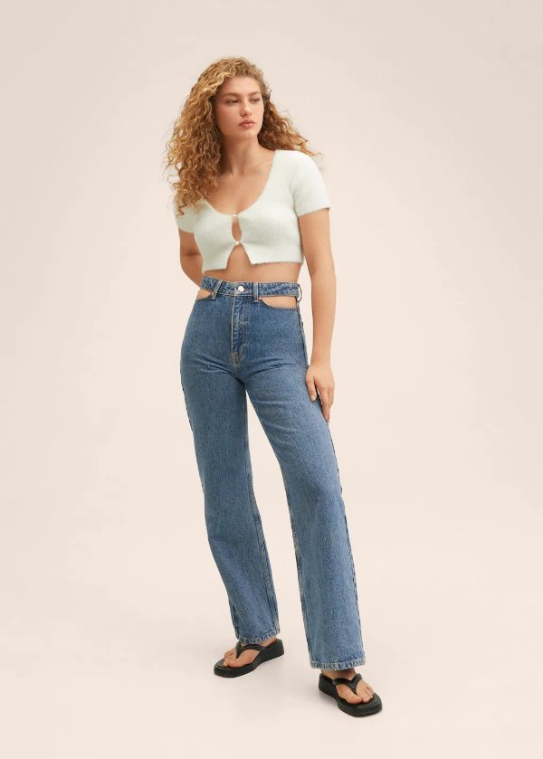 Wideleg jeans with cut-out - Women | MANGO OUTLET USA