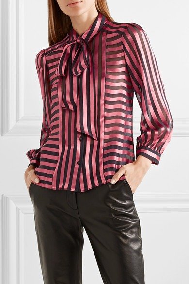 Willis pussy-bow striped satin and chiffon blouse