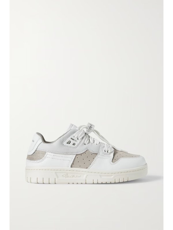+ NET SUSTAIN two-tone textured- and cracked-leather sneakers