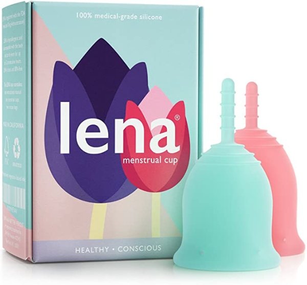 Menstrual Cups - 2-Pack - Reusable Period Cups - Tampon and Pad Alternative - Regular and Heavy Flow - Small and Large - Pink and Turquoise