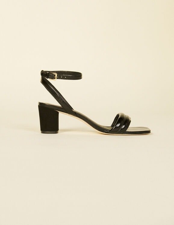Patent leather sandal with high heel