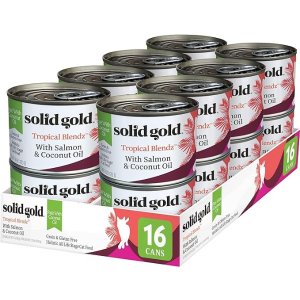solid gold无谷物三文鱼椰子油老年猫湿粮罐头 6oz 16罐