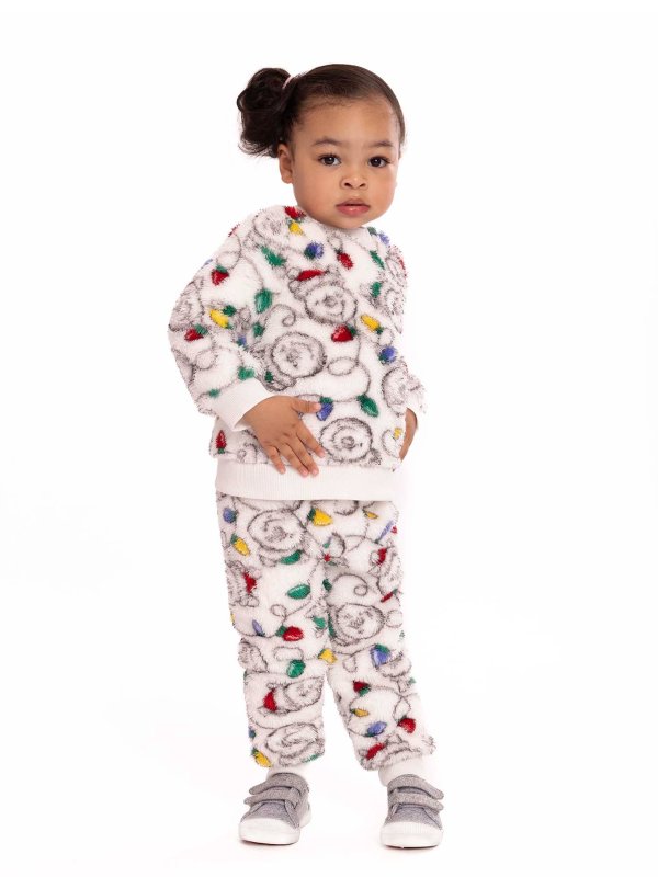 Baby and Toddler Christmas Faux Sherpa Top and Joggers Set, 2-Piece, Sizes 0/3M-5T