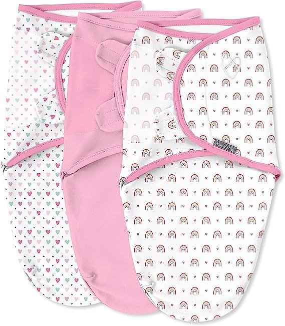 SwaddleMe by Ingenuity Original Swaddle - Size Small/Medium, 0-3 Months, 3-Pack (Over The Rainbow)