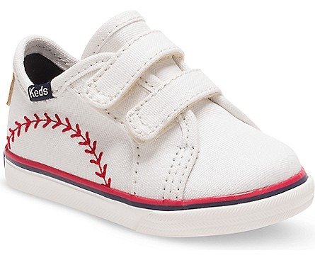 婴儿双搭扣棒球小白鞋
