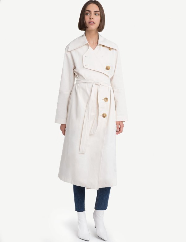 Ivory Belted Trench Coat