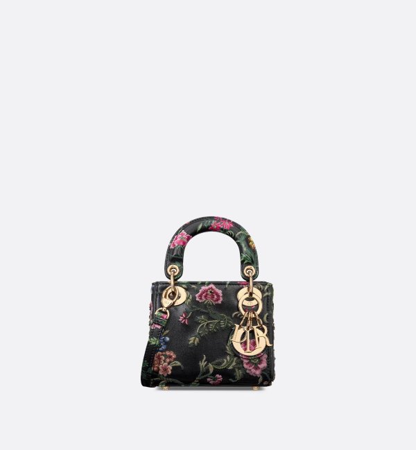 Lady Dior Micro Bag Black Calfskin with Multicolor Dior Petites Fleurs Embroidery