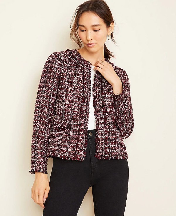 Fringe Tweed Jacket | Ann Taylor
