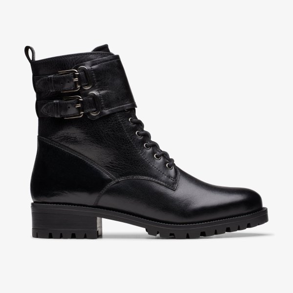 Women Palazzo Lace Black Leather Boots | Clarks US