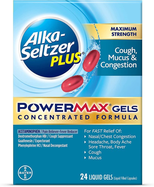 Plus Maximum Strength Cough, Mucus & Congestion Powermax Liquid Gels, 24 Count