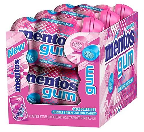 Sugar-Free Chewing Gum with Xylitol, Bubble Fresh Cotton Candy, Easter Basket Stuffers, 45 Piece Bottle (Pack of 6)
