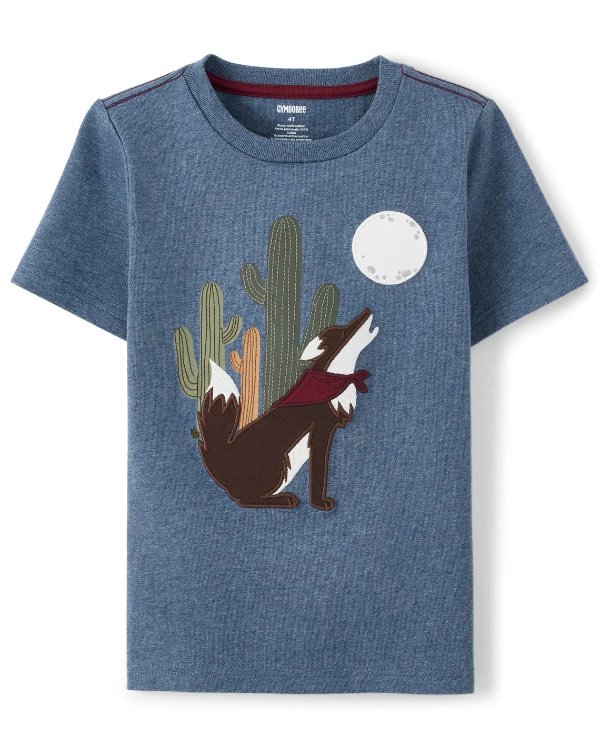 Boys Short Sleeve Embroidered Wolf Top - County Fair | Gymboree - H/T HUDSON BLUE