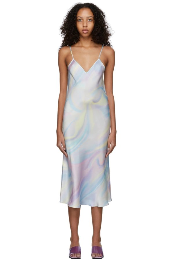Multicolor Silk 90s Slip Dress