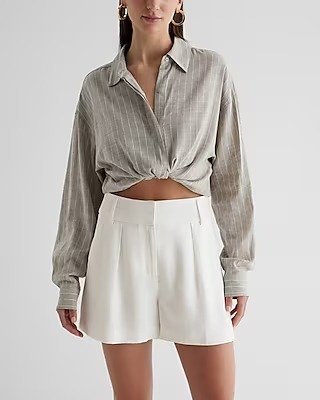 Stylist Super High Waisted Linen-Blend Pleated Shorts