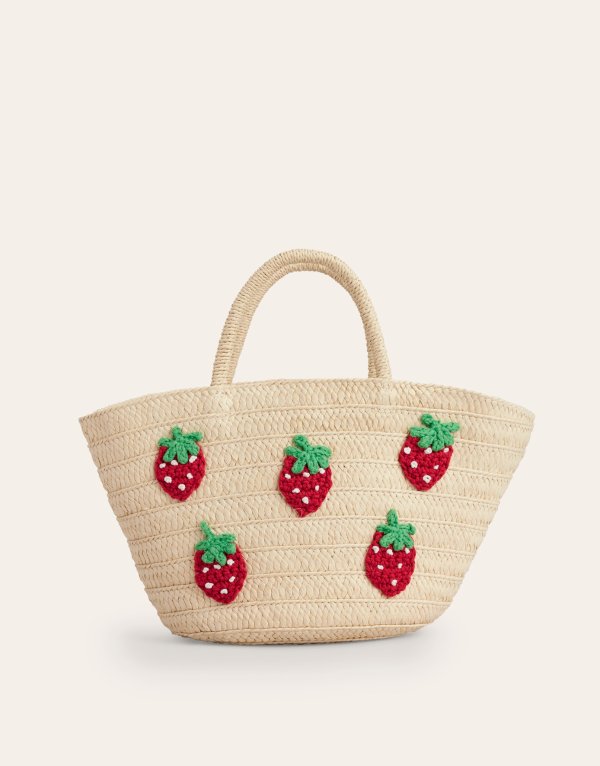 Basket BagEmbroidered Strawberries