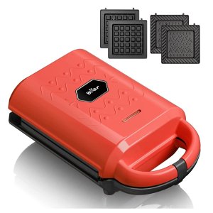 Bear Waffle Maker, 2-in-1 Sandwich Maker with Removable Plates