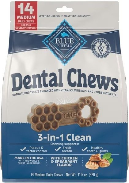 Blue Buffalo Dental Bones Medium Dental Chew Dog Treats
