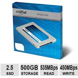 Crucial BX100 500GB SATA 2.5" 固态硬盘SSD - CT500BX100SSD1