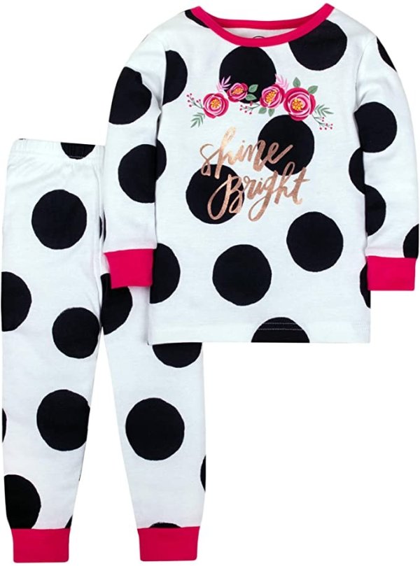 Organic Baby Girls' Toddler Organic 2 Piece Longsleeve Tight Fit Pajamas Set