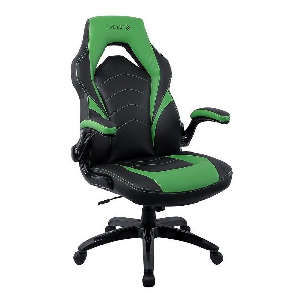 Emerge Vortex Bonded Leather Gaming Chair, Black and Green (52504)