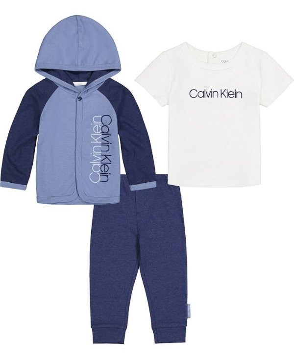 Infant Boy 3-Piece Logo Tee, Hooded Cardigan and Joggers Set