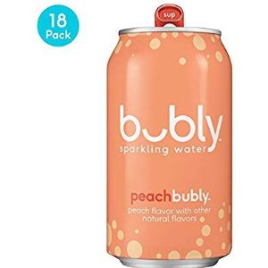 Amazon Bubly Sparkling Water, Peach, 12 fl oz. cans (18 Pack)