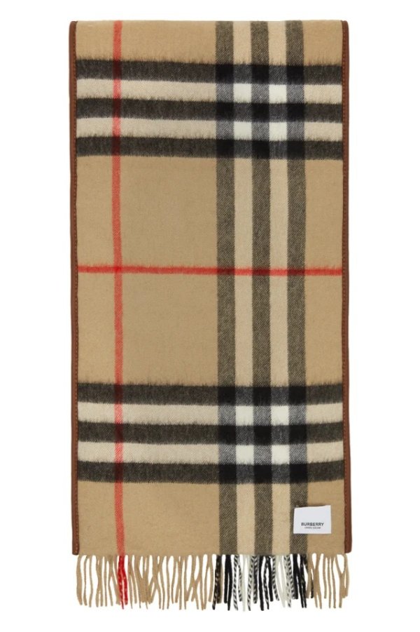 Brown & Beige Cashmere Quilted Scarf