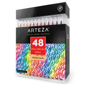 限今天：Arteza 尼龙软头刷毛 水彩绘笔 48色 Premium精装版