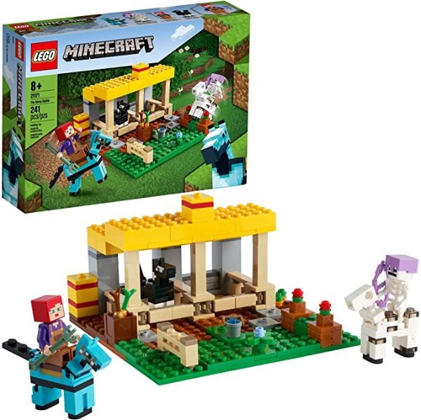 Minecraft The Horse Stable 21171 Building Kit; Fun Minecraft Farm Toy for Kids, Featuring a Skeleton Horseman; New 2021 (241 Pieces)