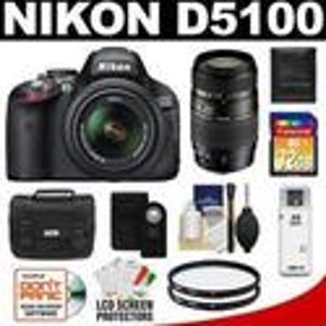 Refurb Nikon D5100 16MP DSLR Camera 2-Lens Bundle