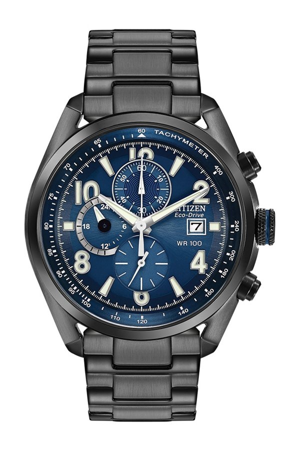 Men's Chandler Eco-Drive Chronograph Blue Dial Watch, 45mm