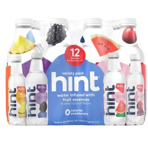 Hint Flavored Water, Best Seller Variety Pack -Watermelon, Blackberry, Cherry, & Pineapple, 16 Fl Oz 12 pk (3 bottles each flavor)