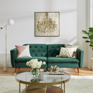 Hillsdale 优雅复古丝绒沙发 可变沙发床 3种调节模式