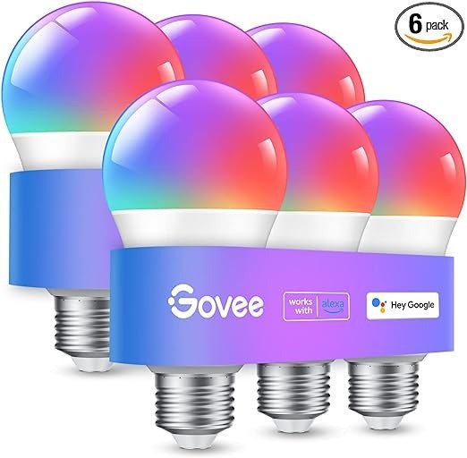 Smart Light Bulbs, WiFi & Bluetooth Color Changing Light Bulbs, Music Sync, 16 Million DIY Colors RGBWW Color Lights Bulb, Work with Alexa, Google Assistant Home App, 6 Pack