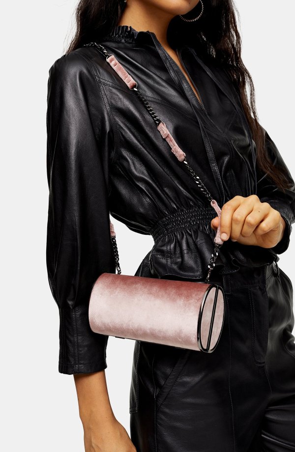 Rosie Cylinder Velvet Barrel Shoulder Bag